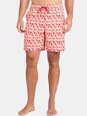Laguna Geometric Print Swim Trunks - Orange & Red